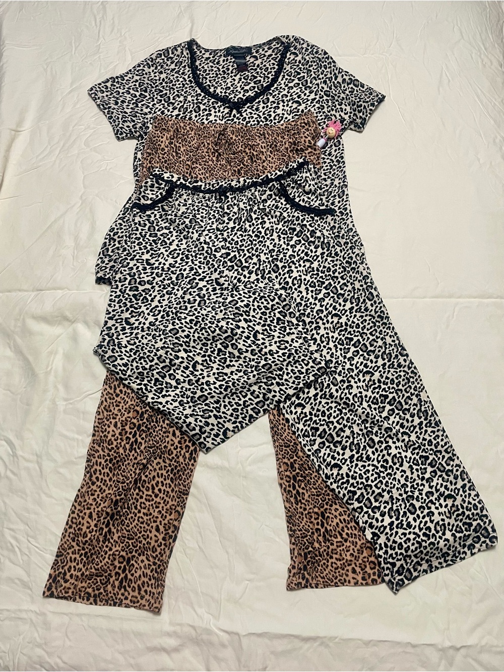 Bundle 3 Animal Print Pajama Set Tops Pants Small